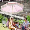 Outdoors Beach Umbrella Portable 2 Metre Fringed Garden Sun Shade Shelter – Dusty Rose