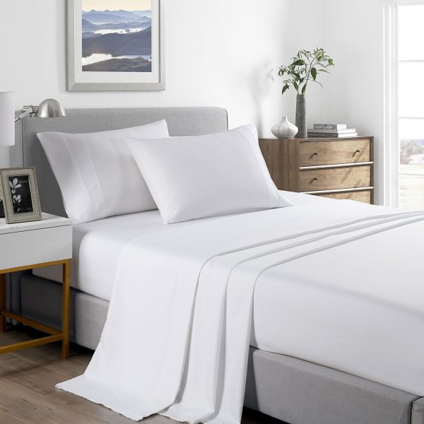 Royal Comfort 2000 Thread Count Bamboo Cooling Sheet Set Ultra Soft Bedding White – QUEEN