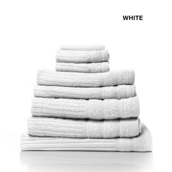 Royal Comfort Eden Egyptian Cotton 600GSM 8 Piece Luxury Bath Towels Set – White