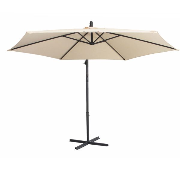 3M Outdoor Umbrella Cantilever With Protective Cover Patio Garden Shade – Beige