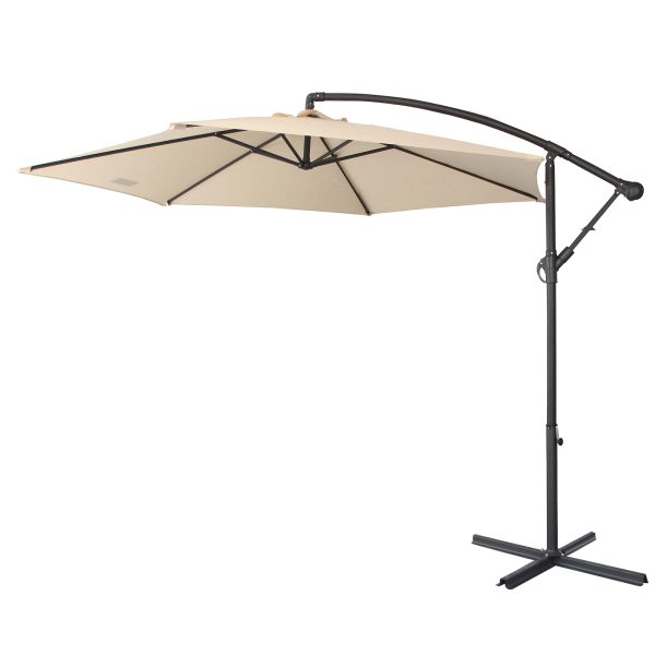 3M Outdoor Umbrella Cantilever With Protective Cover Patio Garden Shade – Beige