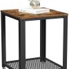 2-Tier Side Table with Storage Shelf with Metal Frame Rustic Brown