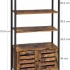 Floor-Standing Storage Cabinet and Cupboard with 2 Louvred Doors and 3 Shelves, Rustic Brown