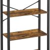 4-Tier  Storage Rack with Steel Frame, 120 cm High, Rustic Brown and Black