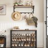 Shoe Rack with 3 Mesh Shelves Rustic Brown and Black