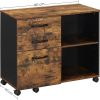 3-Drawer File Cabinet with Open Compartments for A4 Rustic Brown and Black