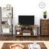 TV Console Unit with Open Storage Rustic Brown and Black Industrial