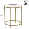 Gold Round Side Table with Golden Metal Frame Robust and Stable