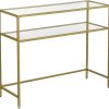 Console Table Metal Frame with 2 Shelves Adjustable Feet