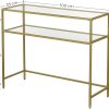 Console Table Metal Frame with 2 Shelves Adjustable Feet