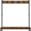 Coat Rack Stand with 9 Hooks and Shoe Rack with Industrial Style Sturdy Steel Frame