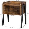 Vintage Nightstand Stackable End Table Wood Look Accent Furniture Metal Frame