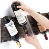 Rustic Wood and Metal Wine Rack Set for 4 Bottle Storage Holder for Home Bar Kitchen Living Room