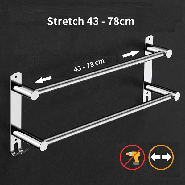 Stretchable 45-75 cm Towel Bar for Bathroom and Kitchen