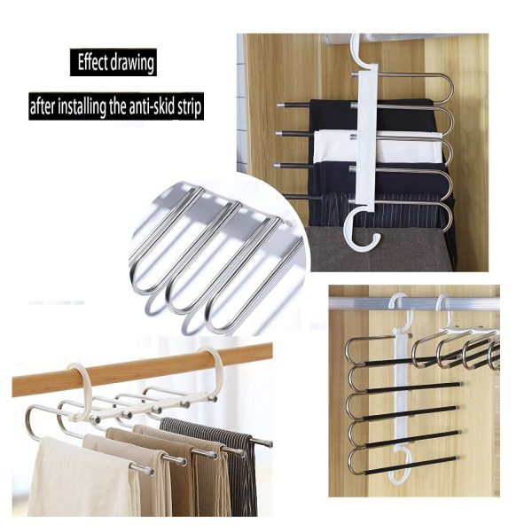 2 Pack Adjustable Multi-Layer Pants Hanger for Wardrobe and Home Storage (White) – 5 in 1