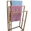 Bamboo Towel Bar Holder Rack 3-Tier Freestanding for Bathroom and Bedroom