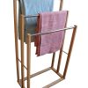 Bamboo Towel Bar Metal Holder Rack 3-Tier Freestanding for Bathroom and Bedroom