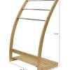 Bamboo Towel Bar Metal Holder Rack 3-Tier Freestanding and Bottom shelf for Bathroom