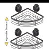 2 Pack Corner Shower Caddy Shelf Basket Rack with Premium Vacuum Suction Cup No-Drilling for Bathroom and Kitchen – Round