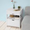 Catalina White Bedside Table with 2 Drawers