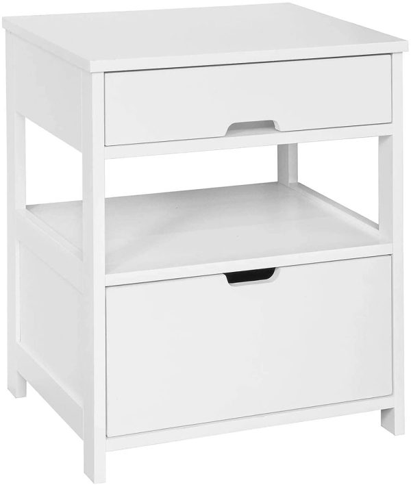 Catalina White Bedside Table with 2 Drawers