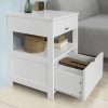 Catalina White Bedside Table with 2 Drawers