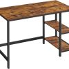 Computer Desk 2 Shelves Rustic, Brown Black