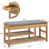 Bamboo Shoe Bench Drawers Lift Top