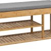 Bamboo Shoe Bench Drawers Lift Top