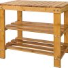 Bamboo Shoe Bench Rack Storage with shelves