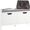 Shoe Bench Shoe Rack Cabinet Hallway, White