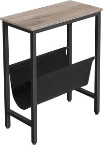 Phillipsburg Industrial Side Table with Magazine Holder Sling and Metal Structure – Grey