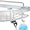 2 Pack Wall Mounted Adhesive Stainless Steel with Hooks Bathroom Shelf Storage Organizer