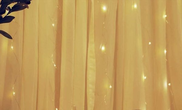 300 LEDs Window Curtain Fairy Lights 8 Modes and Remote Control for Bedroom (300 x 300cm) – Warm White