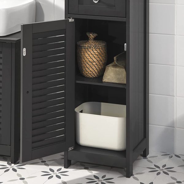 Freestanding Tall Bathroom Cabinet 170 x 32 x 30 cm (Black)