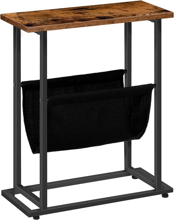 Phillipsburg Industrial Side Table with Magazine Holder Sling and Metal Structure – Brown