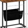 Phillipsburg Industrial Side Table with Magazine Holder Sling and Metal Structure – Brown