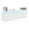 LED RGB TV Cabinet Entertainment Unit Stand Gloss Drawers 160cm White