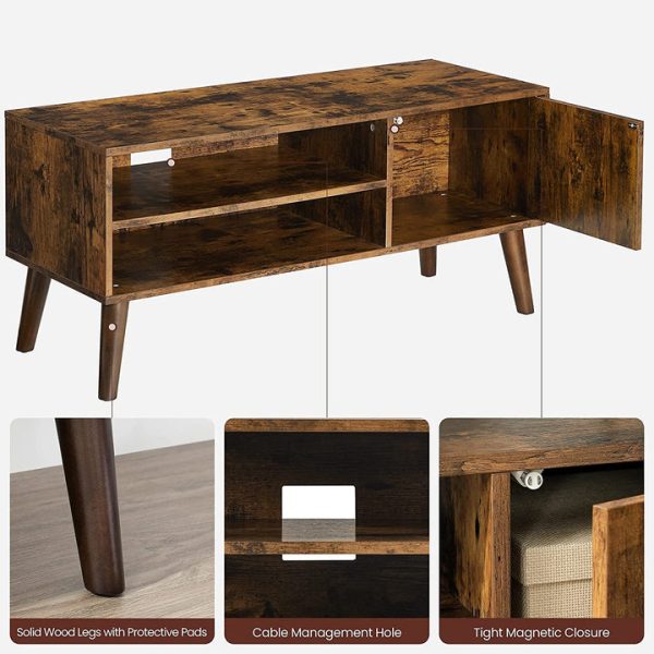 Cabarita Wooden Look TV Console Stand With Storage Shelf & Cupboard