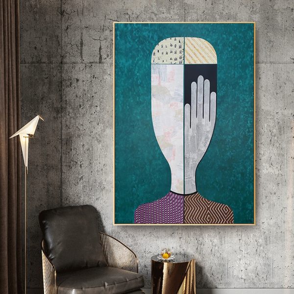 Abstract Man Gold Frame Canvas Wall Art