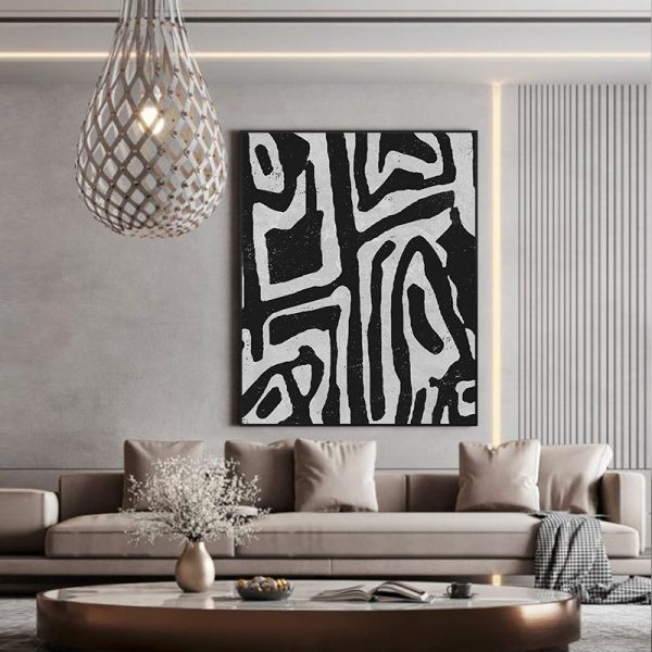 Abstract Black Artwork Black Frame Canvas Wall Art