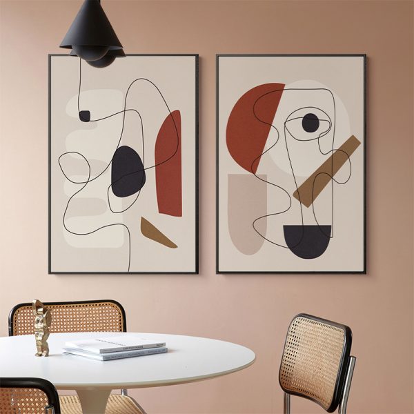 Abstract Line Art By Picasso 3 Sets Black Frame Canvas Wall Art – 40×60 cm