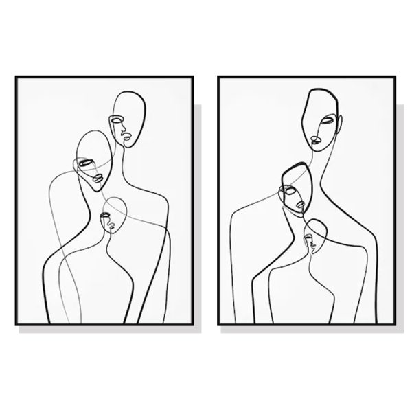 Abstract Figures 2 Sets Black Frame Canvas Wall Art