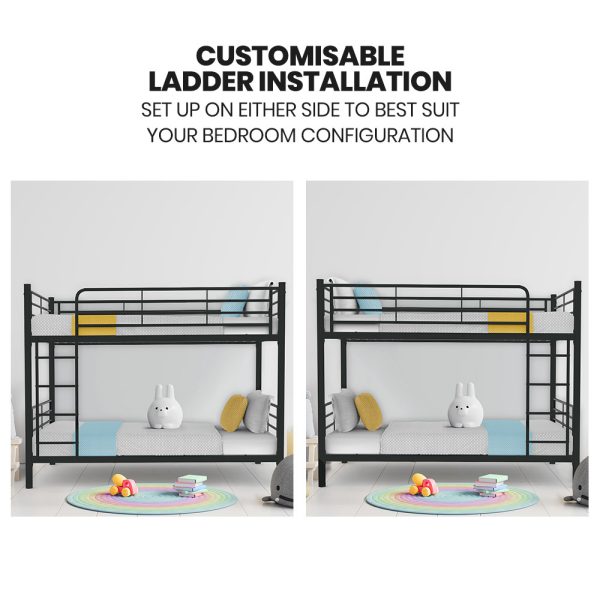 Kingston Sl2in1 King Single Metal Bunk Bed Frame, with Modular Design, Dark Matte Grey