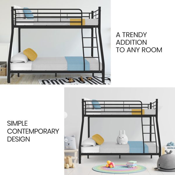 Kingston SlMetal Single over Double Bunk Bed Frame, Dark Matte Grey