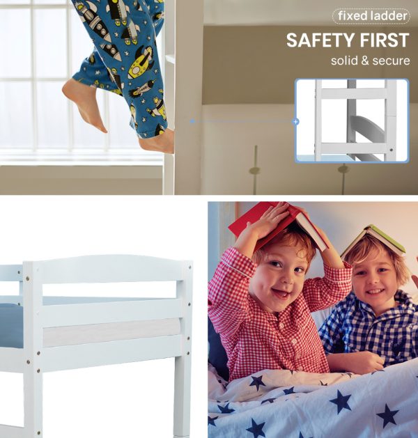 Kingston SlBunk Bed Frame Single Wooden Kids Timber PIne Wood Loft Children Bedroom Furniture