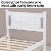 Kingston SlSingle Wooden Bed Frame Base White Pine Adult Bedroom Furniture Timber Slat