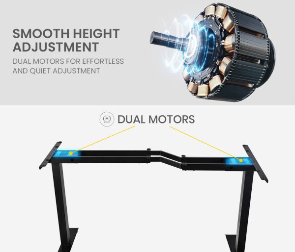 FORTIA Standing Desk Electric Dual Motor Adjustable Sit Stand L-Shaped 80KG Load – Black, Left L-Shaped