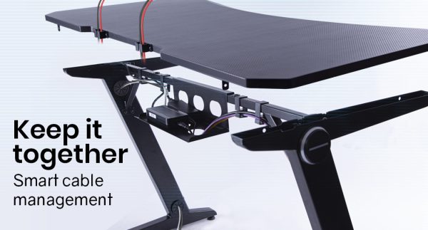 OVERDRIVE Gaming Desk 120cm PC Table Setup Computer Black Carbon Fiber Look