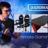 OVERDRIVE Gaming Desk 120cm  Computer Black PC Red LED Lights Carbon Fiber Look